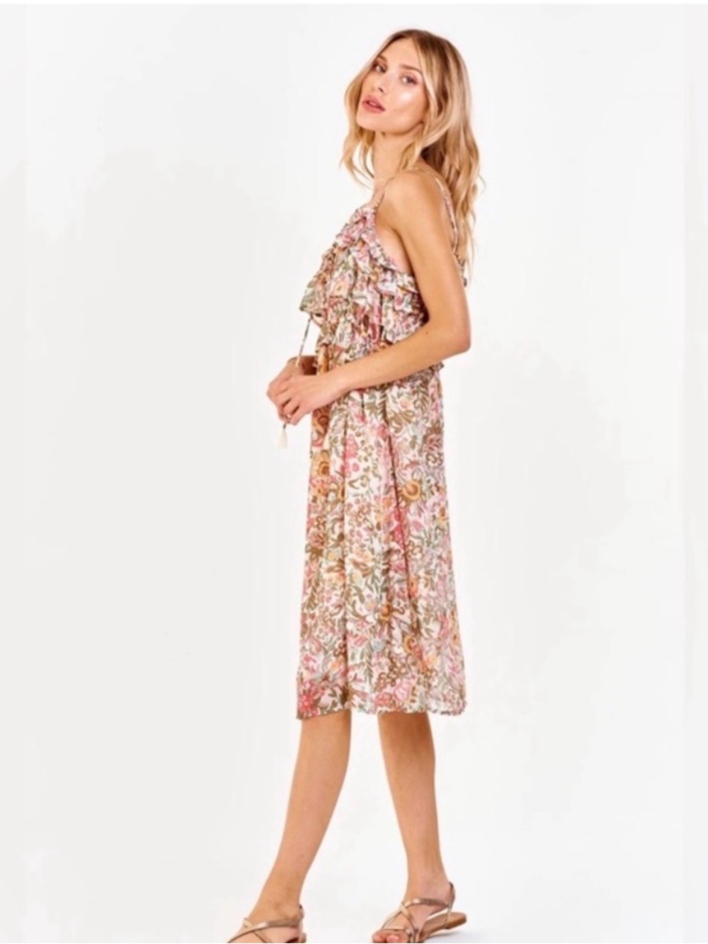 Anthropologie DEAR JOHN Spring Paisley
Floral VALENTINA Ruffle Bust Midi Dress S - Picture 2 of 9